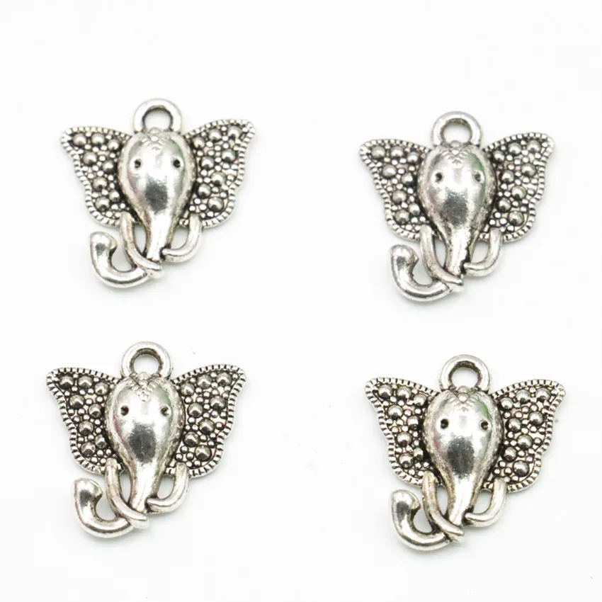 Charms 30PCS Tibetan Silver-color Elephant Pendant Beads for Jewelry Making DIY Necklace Bracelet Craft Accessories 15x16mm A313