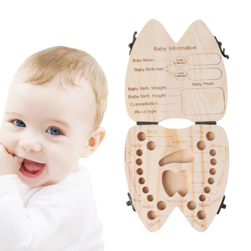 For Commemorating memoryBaby Tooth Box Wooden Milk Teeth Storage Boys Girls Save Souvenir Case