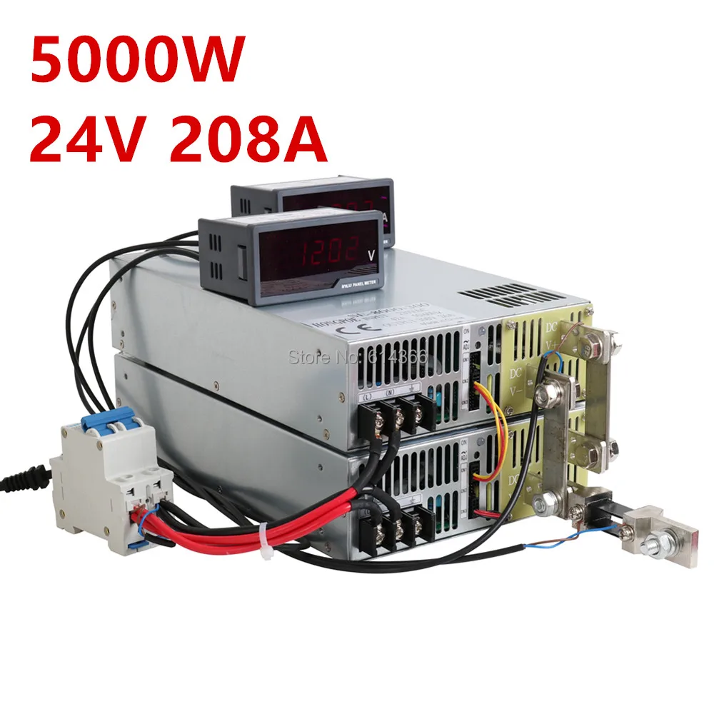 

5000W 24V Power Supply 0-24V Adjustable Power 24VDC AC-DC 0-5V Analog Signal Control SE-5000-24 Power Transformer 24V 208A ONOFF