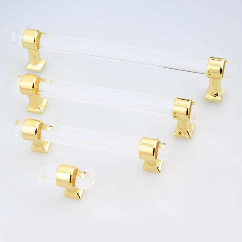 96 128 160mm modern simple fashion gold kitchen cabinet wardrobe  handle clear acrylic drawer TV cabinet  bathroom cabinet knob