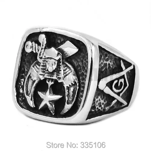 Classic Shriner Masonic Biker Ring Stainless Steel Freemasonry Skull Moon Star Motor Biker Men Jewelry Wholesale SWR0409A