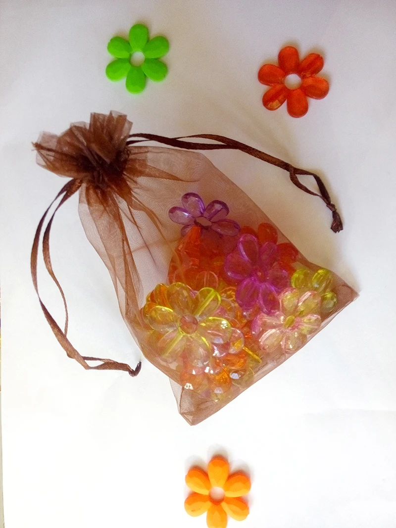 100pcs 9*12cm Brown Organza Gift Bag Jewelry Packaging Display Bags Drawstring Pouch For Bracelet/necklace Mini Yarn Bag