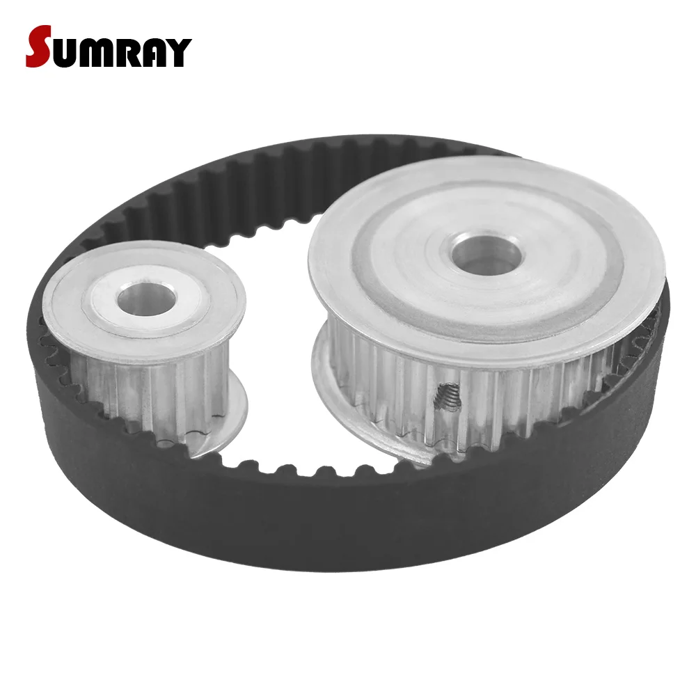 

HTD5M Timing Pulley Belt Kit Reduction 1:2 5M 15T 30T Toothed Pulley Wheel Engraving Machine Accessories Gear Belt Pulley Set