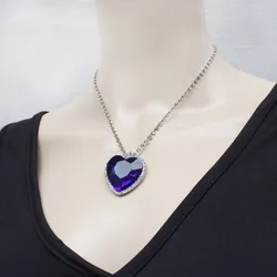 Phenovo Fashion Classic Titanic Heart of Ocean Crystal Pendant Necklace Gift-Silver Color
