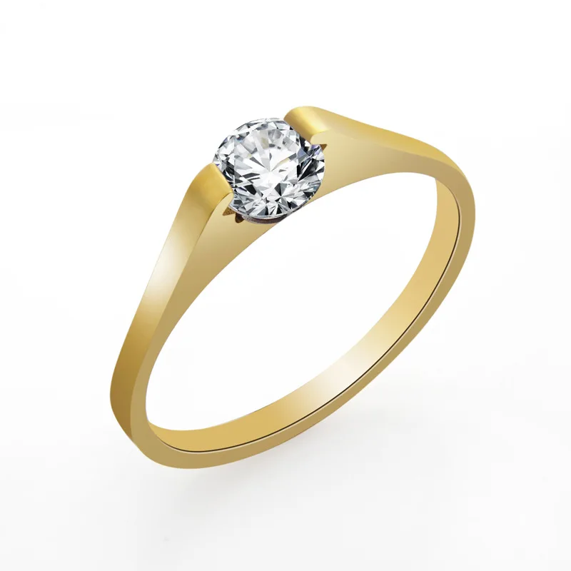 QianBei 2MM Stainless steel Ring Cubic Zirconia Stone Men Women Wedding Cocktail Birthday Graduation Xmas Gifts