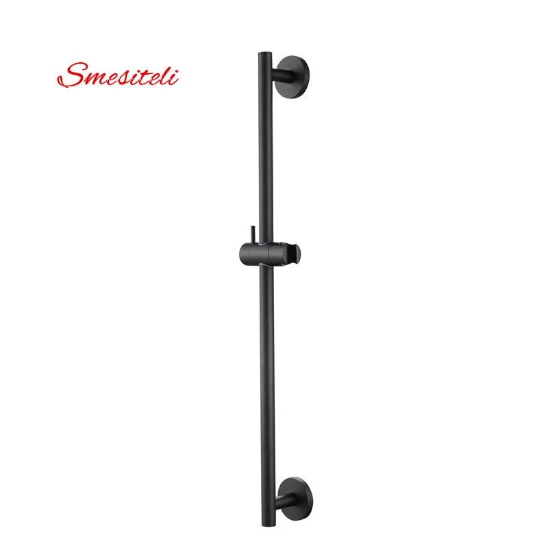 Smesiteli Luxury All Brass Matte Black Round Style Wall-Mount 8 Inch Or 10 Inch Rain Shower Head & Slide Bar Hand Shower System