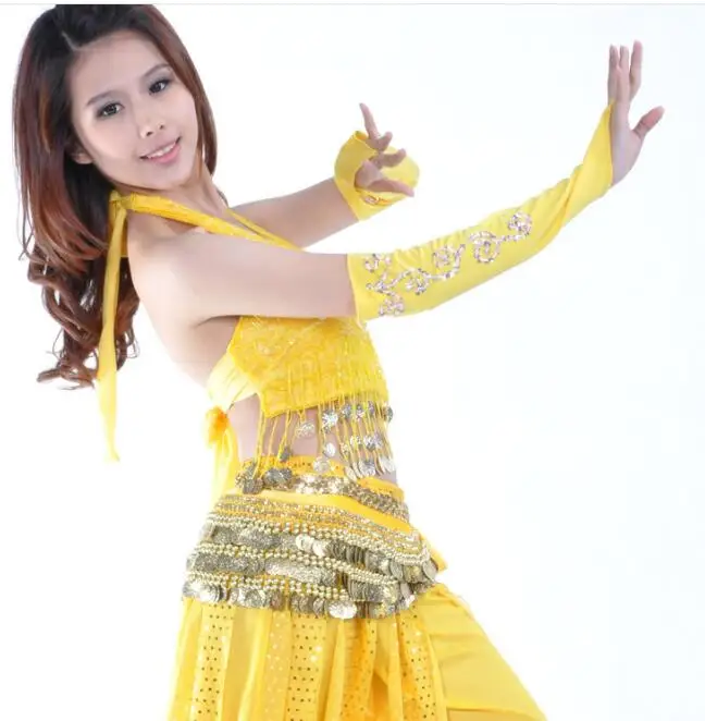 2022 Belly Dance เครื่องแต่งกายกลาง Finger Gloves ถุงมือคู่ Cuffs ลูกปัด Sequins เต้นรำอุปกรณ์เสริม