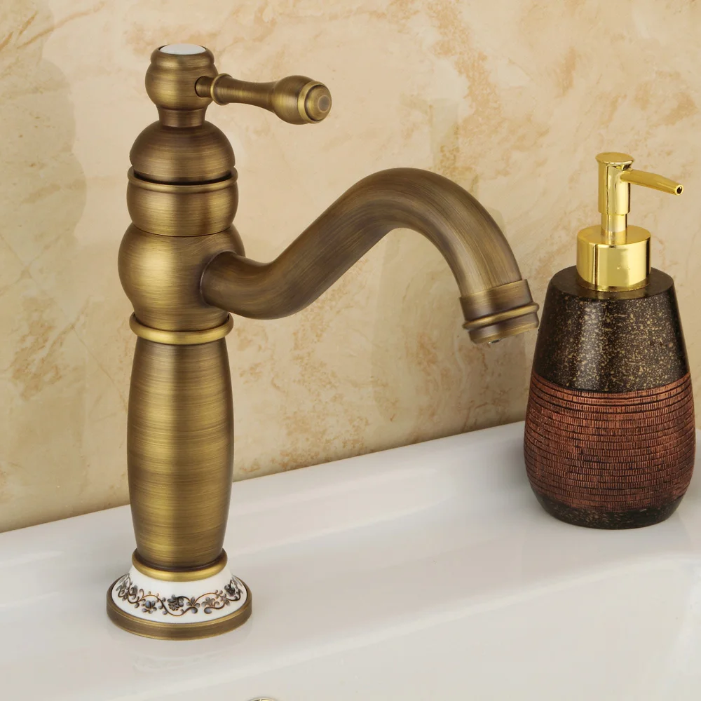 

Brass Basin Faucets Single Holder Single Hole Deck Mounted Hot Cold Water Tap
