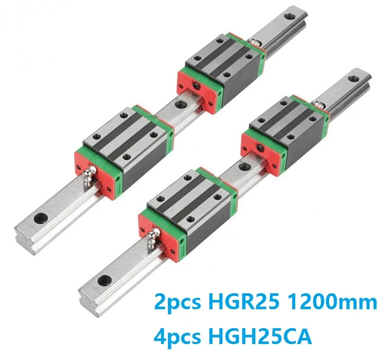 

China Made 2pcs Linear Guide Rail HGR25 -L 1200MM + 4pcs HGH25CA Or HGW25CC Linear Block Carriage CNC Router