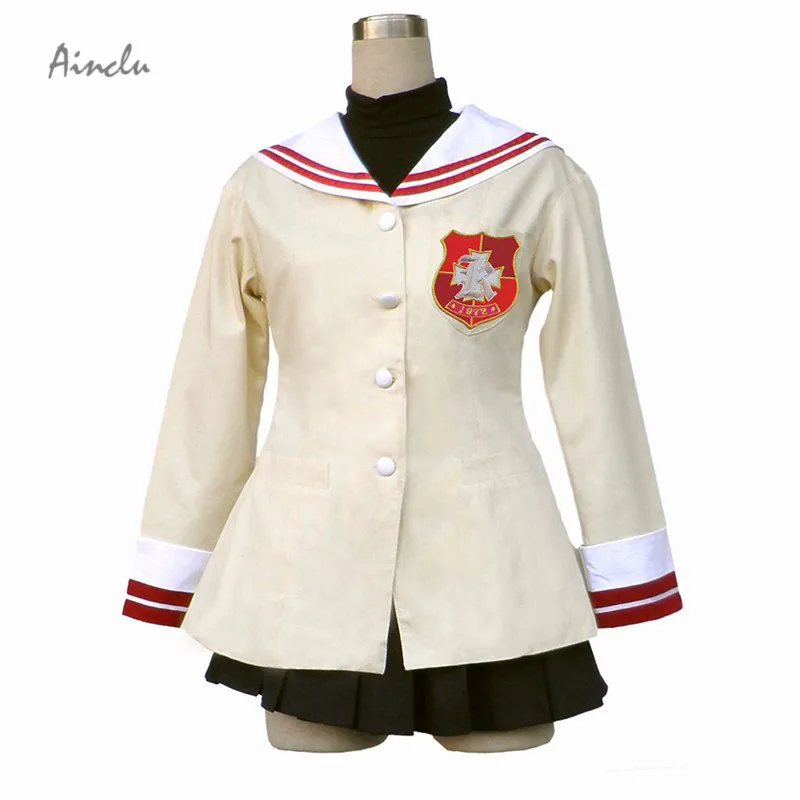 Ainclu Free Shipping School Costume Clannad Anime Girl Costume First grade Red Badge School Uniform Halloween Cosplay Costume