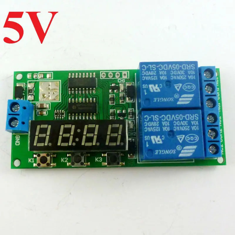 KC22B02_5V*2   2pcs KC22B02 DC 5V 2 Channel 9 function Delay Timer Relay Module Controller Motor Reverse Timers 1-9999s