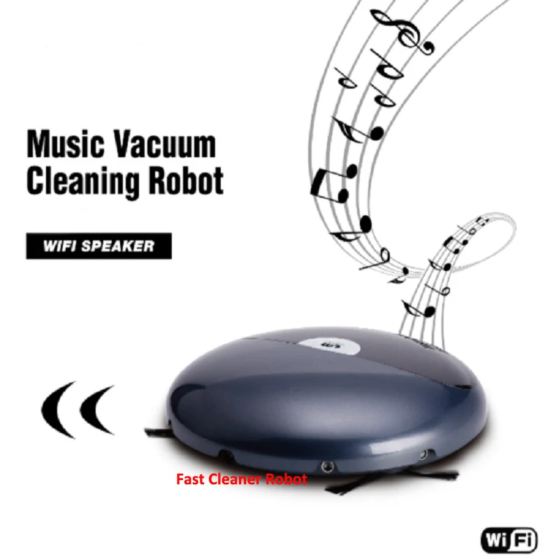 

Newest Smartphone WiFi App Control Automatic Robot Vacuum Cleaner With Music Player, Schedule,Auto Recharge, Li-ion Battery
