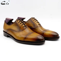 cie oxford patina captoe brown genuine calf leather men's shoe business ready shoe handmade can be quickly delivered or custom