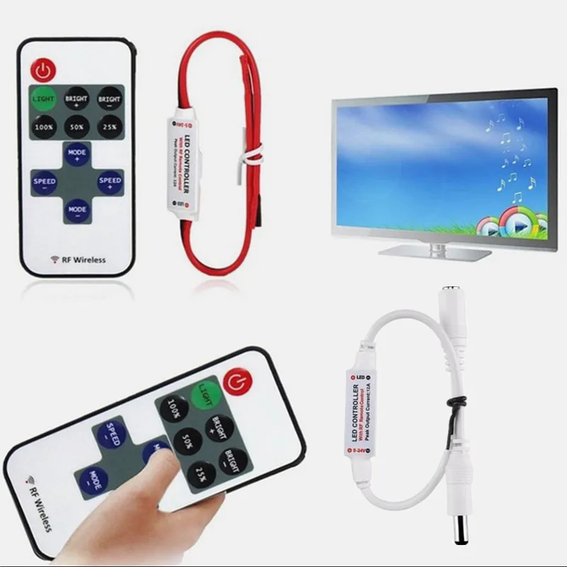 Single Color Led Dimmer DC5-24V Mini Controller With 11key Wireless RF Remote Control For 2835 5050 SMD COB Led Strip Light