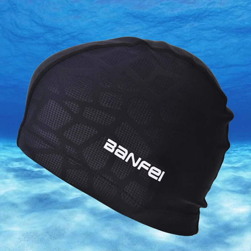 Gorro de natación de tela impermeable para hombres y mujeres, gorro de natación de pelo largo, deportes, tiburón, alta elasticidad, Flexible,