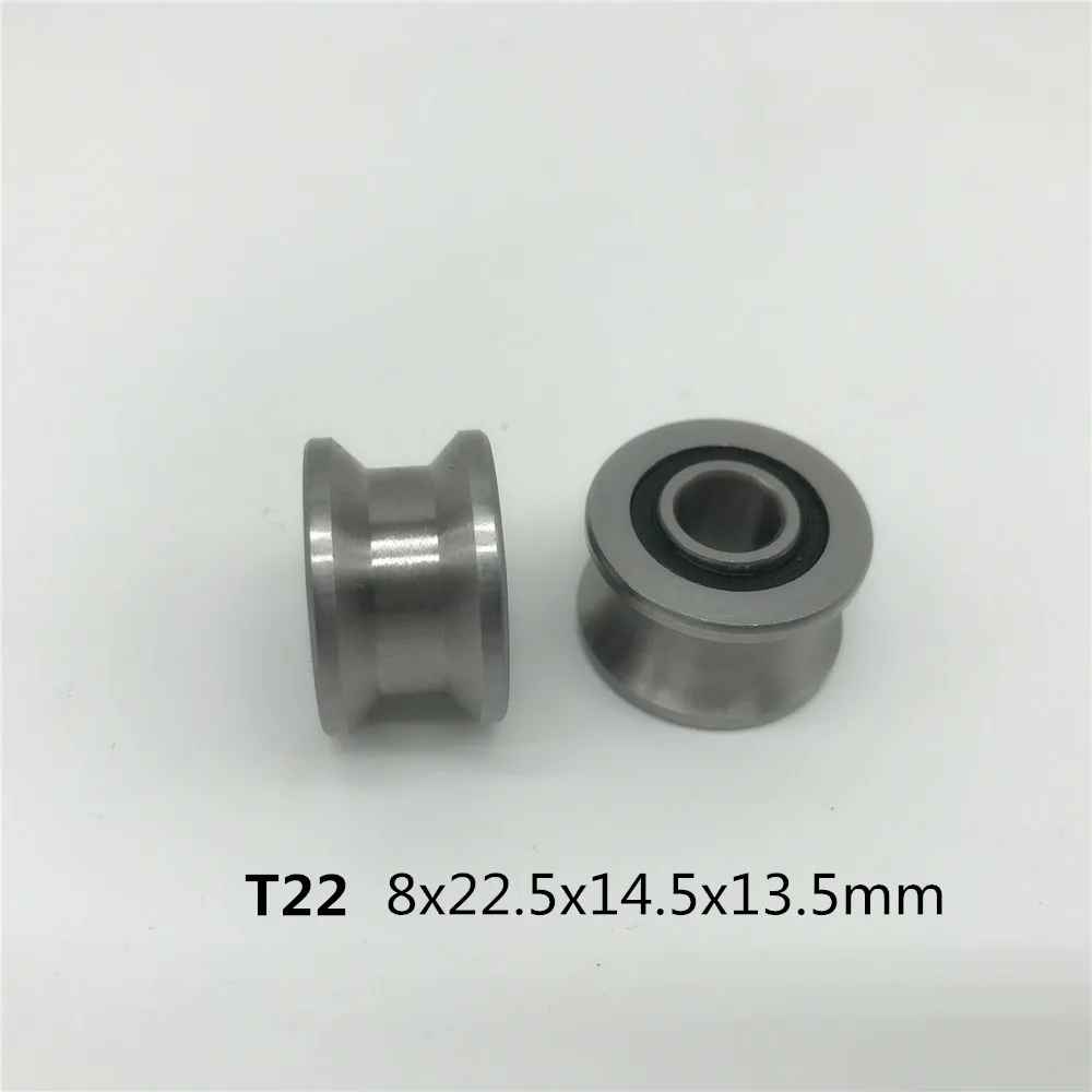 5 pces t22 8x22.5x14.5x13.5mm t sulco rolamento de esferas profundo de aço do sulco traços rolamento de trilho de guia de passeio