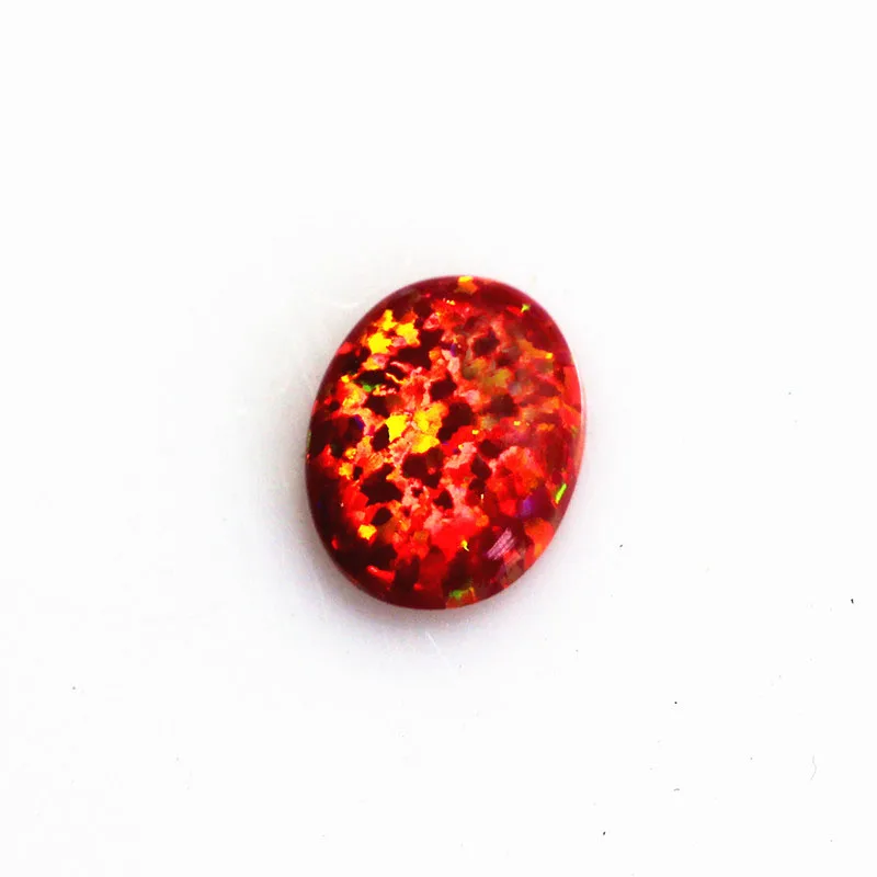 fire opal cherry opal red stone loose beads gemstones oval shape flat base cabochon created gemstone for jewelry making DIY