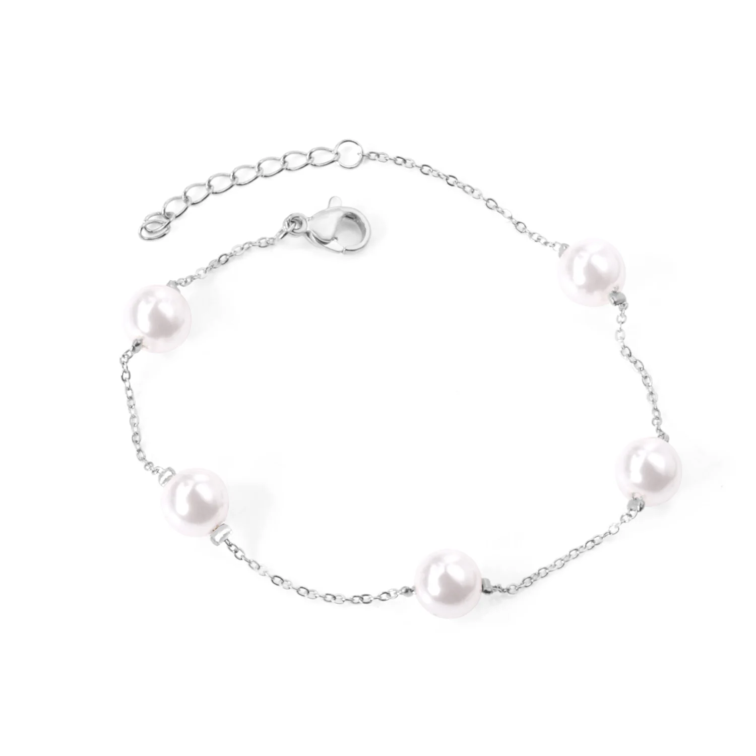 LUXUSTEEL Link Chain Bracelets Stainless Steel Imitation Pearl Adjustable Bracelets Bangles For Women Bijoux Party