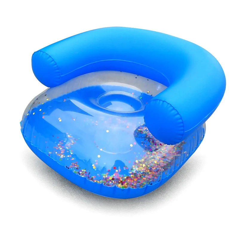 Kids Inflatable Sofa Baby Sitting Chair Sequin Kids Bath Learning Seat Pool Float Seat Accessories Swimming Ring Summer Beach