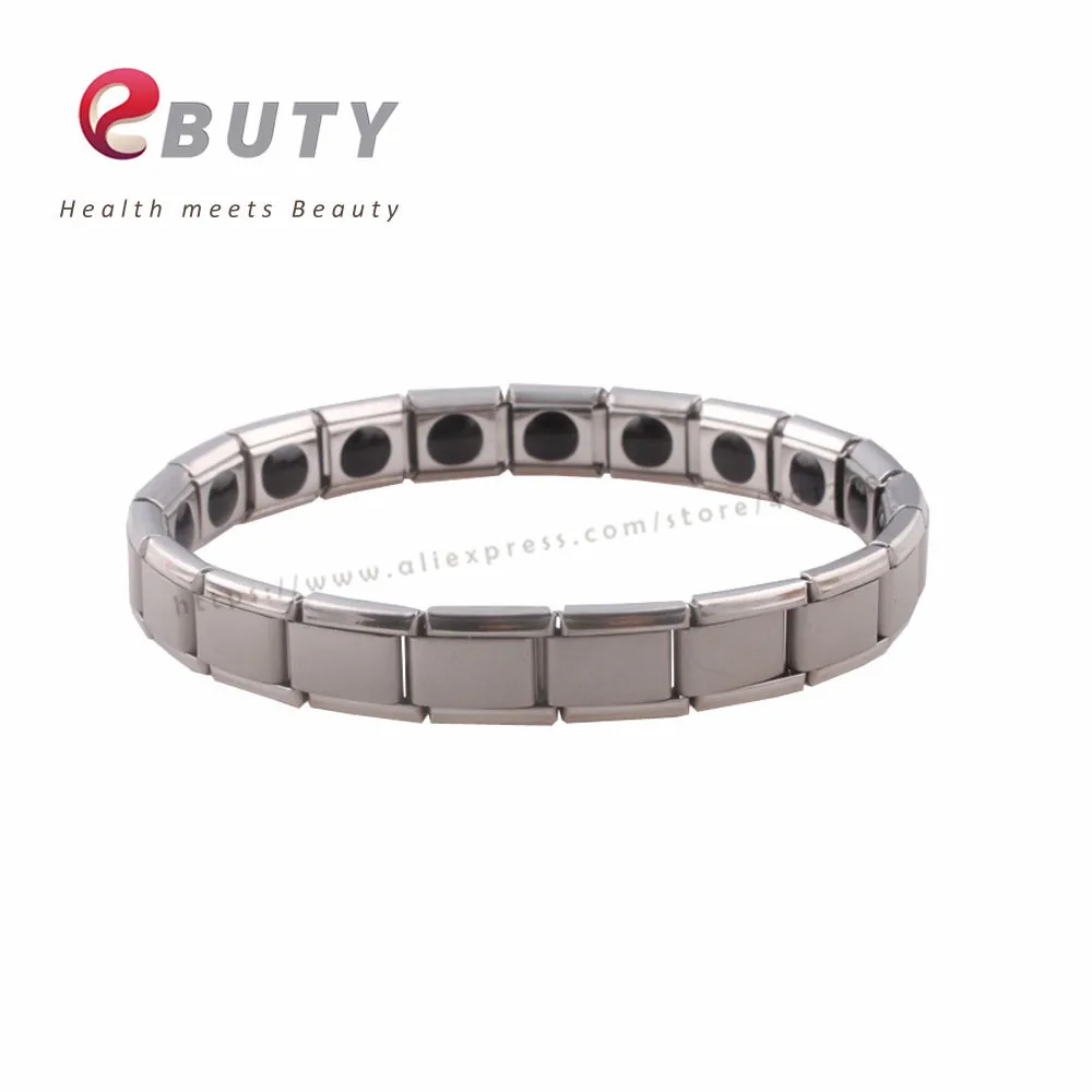 EBUTY Quantum Bio Energy Bracelet Stainless Steel with 20 Germanium Stone Magnetic Health Jewelry,2 Pcs/lot Free Shipping