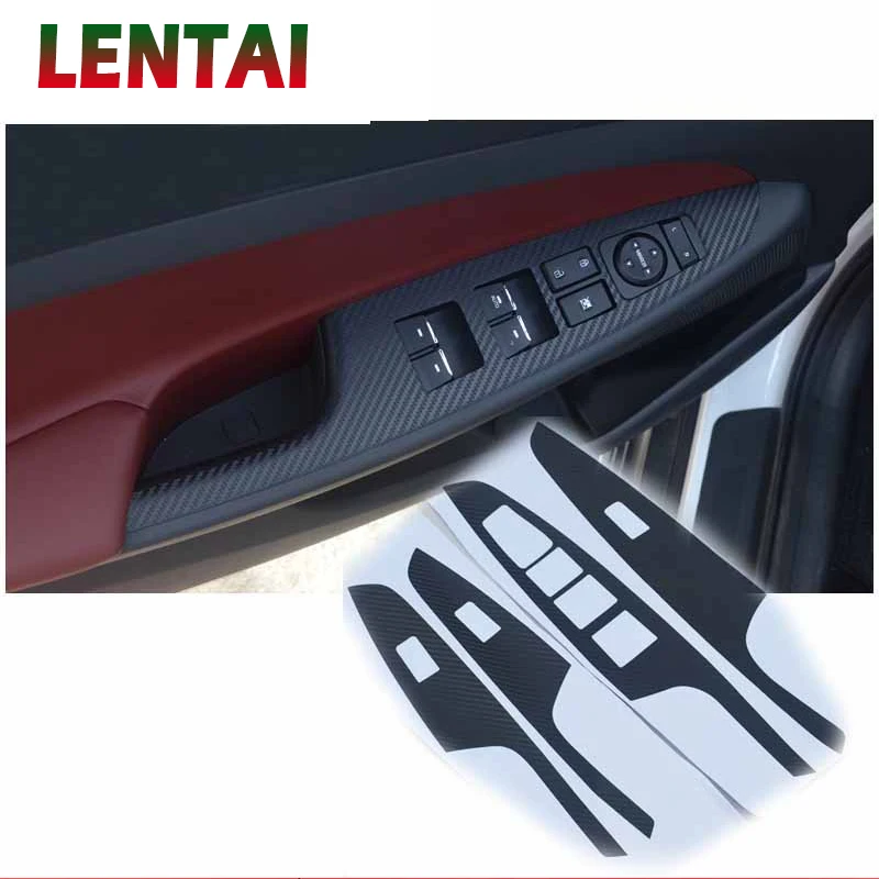 LENTAI Car Styling Decalcomanie Pannello di controllo delle finestre Adesivi interni in fibra di carbonio Decorazione per Hyundai Tucson 2015