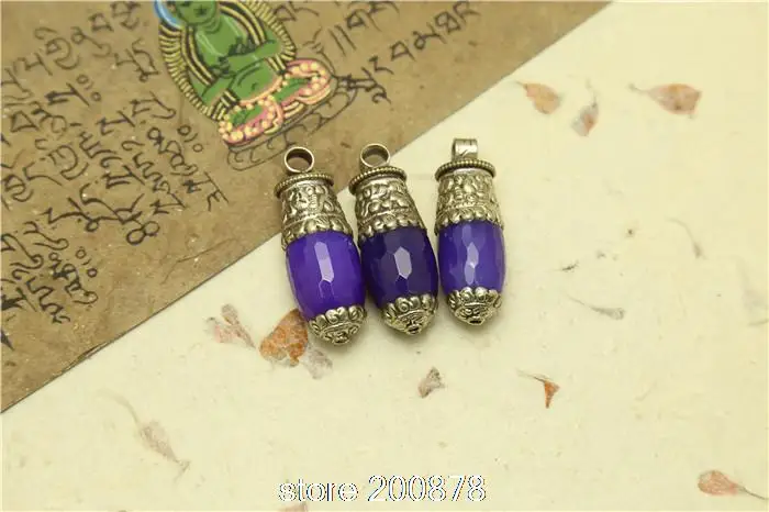 TBP397 Natural facted Agate Cylinder Pendants Nepal Vintage Hand Jewelry