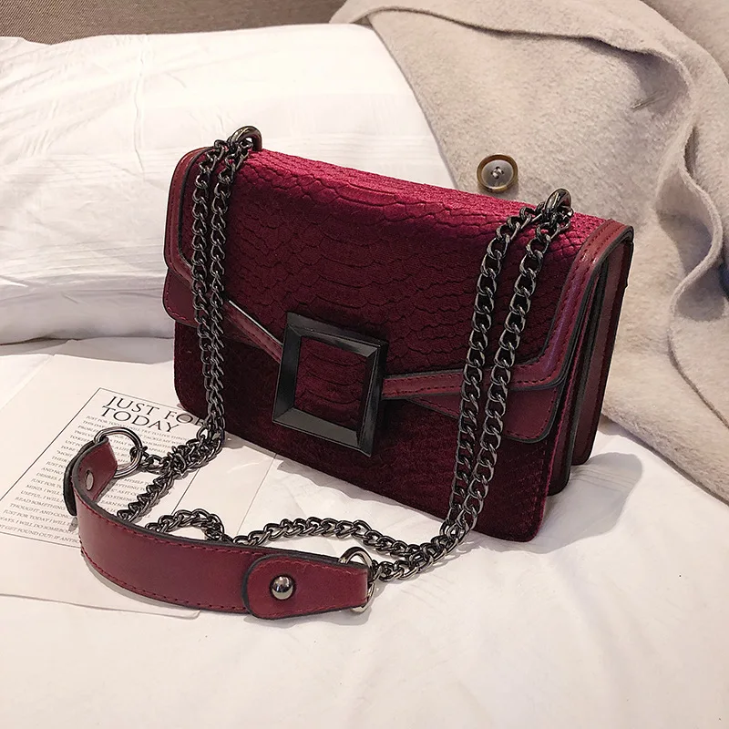 Winter Autumn Luxury Female Bag Women Velvet Shoulder Bag Chain Strap Flap Messenger Bag For Female Crossbody Bag