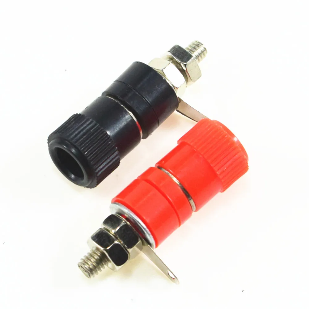 10pcs 4mm Banana Socket Nickel Plated Binding Post Nut Banana Plug Jack Connector Red  Black