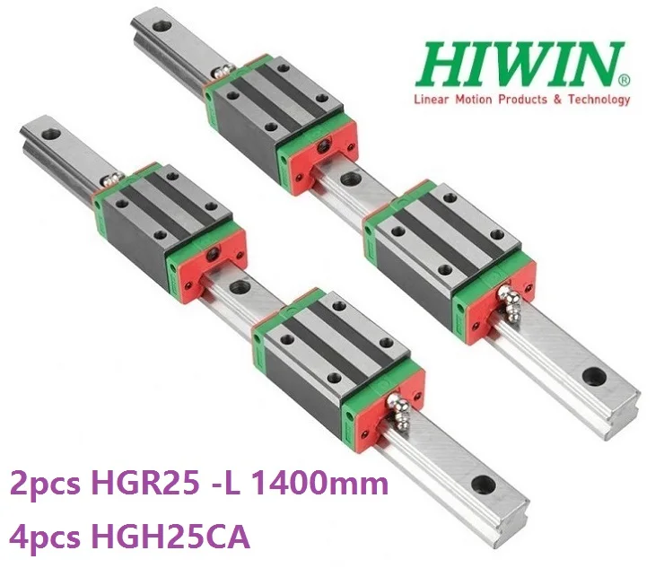 

2pcs 100% Original New Hiwin HGR25 -L 1400mm linear rail + 4pcs HGH25CA linear narrow blocks for CNC router