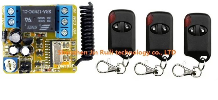 

NEW DC12V 1CH 10A Remote Control Garage Door RF Wireless Time delay Remote Control Switch System 3X Transmitter + 1 X Receiver