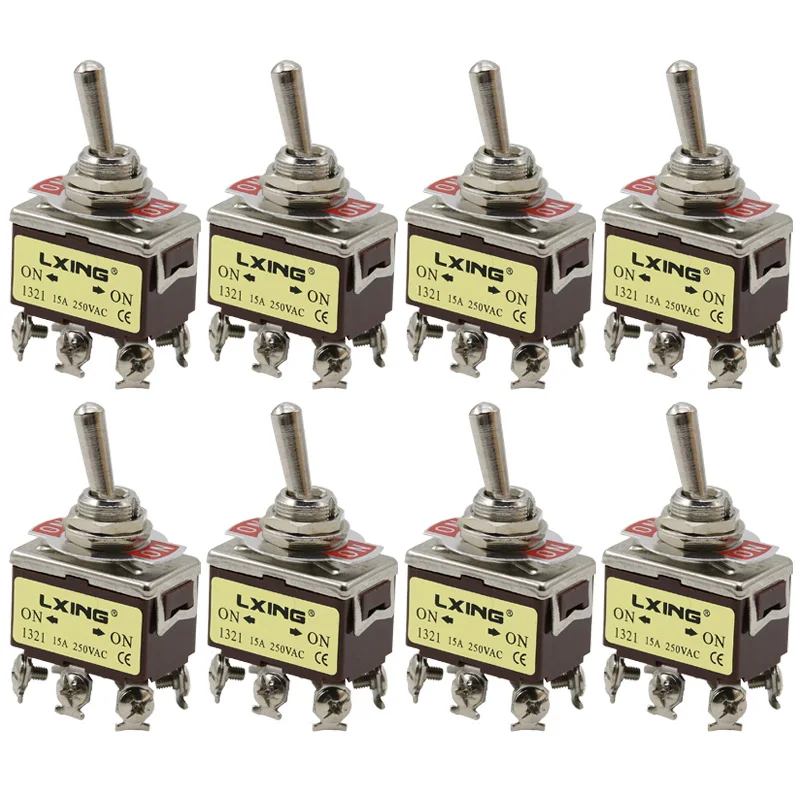 10pce toggle switch silver contact six feet two gear 1321 shake switch button switch 15A250V