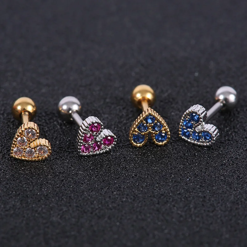 1 piece Heart Shaped Mini Earrings for Women Medical  Stainless steel Prevent Allergy Stud Earrings Party Mini Jewelry