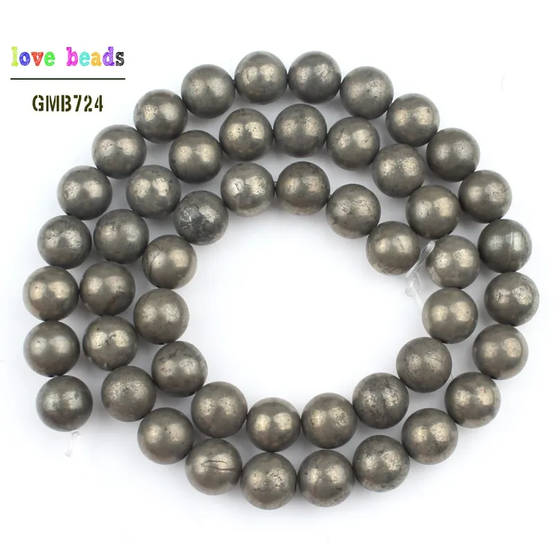 Natural Stone Beads Iron Pyrite Round Loose Beads For Jewelry Making 16\