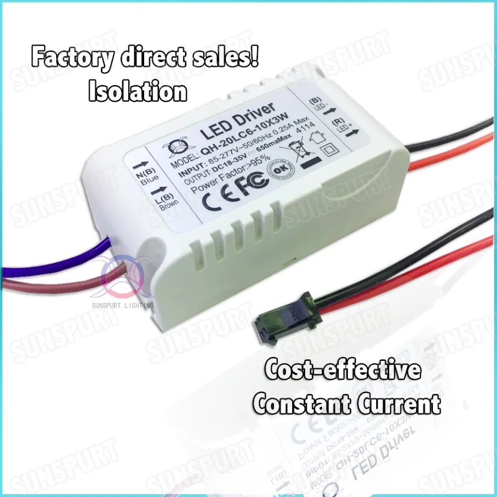 5Pcs By CE Box Ground 20W AC85-277V LED Driver 6-10x3W 600MA DC18-34V Constant Current LED Power For LED Bulb Lamp Free Shipping