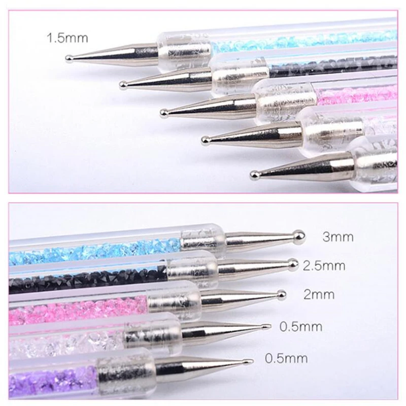 Dual-ended Nail Dotting Pen Crystal Beads Handle Rhinestone Studs Picker Wax Pencil Manicure Nail Art Tool