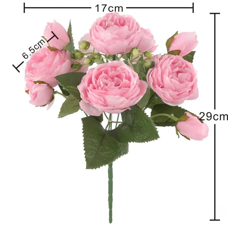 5 Big Heads/Bouquet Peonies Artificial Flowers Silk Peonies Bouquet 4 Bud Flowers Wedding Home Decoration Fake Peony Rose Flower