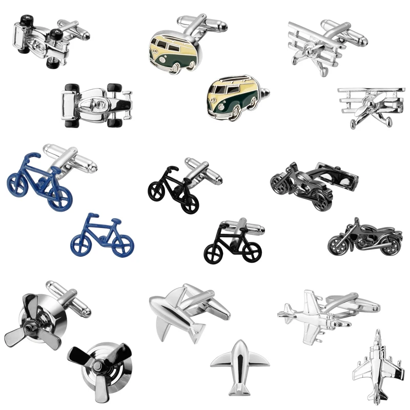 Bicycle motorcycle transportation Anchor the locomotive wheel gear plane cufflinks 18 design men's shirts cufflinks