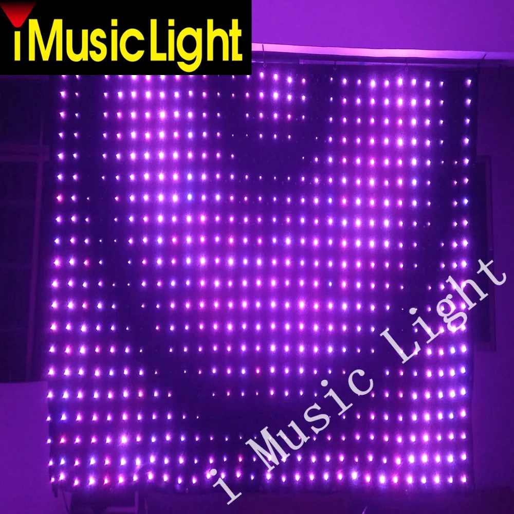 Cortina de vídeo em led com controle pc/dmx p10 2 mx 3 m, tecido de vídeo, perfeita para djs, bandas, discos móveis e suportes de palco