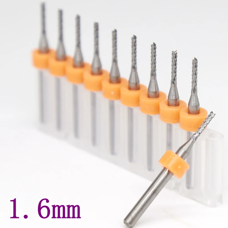 tungsten cobalt alloy PCB cutting machine 1.6mm  10PCS milling cutter group CNC router wood metal engraving tool drill tungsten