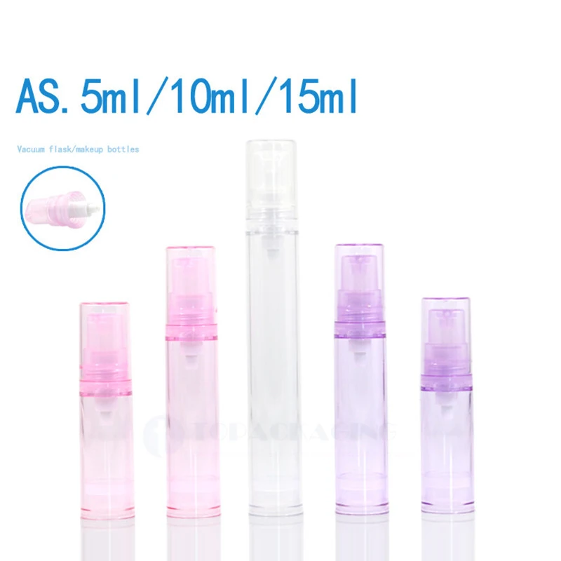 50*5/10/15ML Airless Bottle Plastic Vacuum Refillable Empty Cosmetic Container Lotion Packing Essential Oil Shampoo Perfume Vial