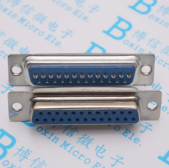 25pcs DB25 connector female U-shaped wire foot two rows 25 pin straight pins on wire connector DIY for computer