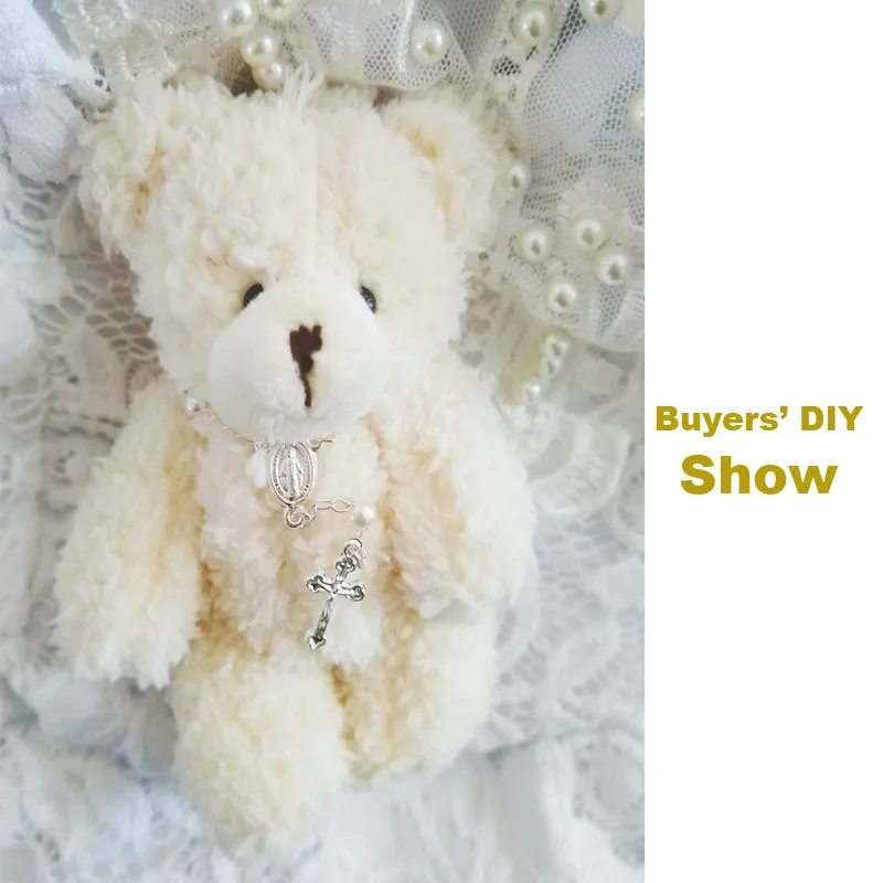 50pcs/lot Mini Teddy Bear Stuffed Plush Toys Small Bear 12cm white Stuffed Toys pelucia Pendant Kids Birthday Gift  Party Decor