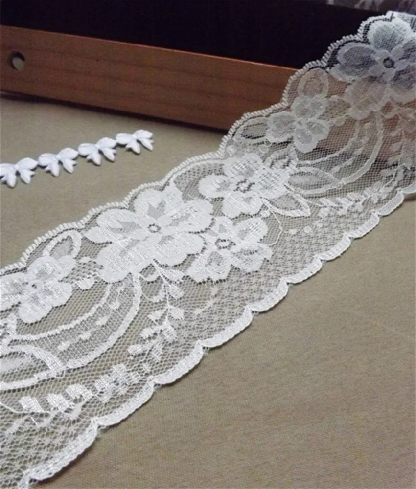 Hot Width 70mm 150yards white Embroidered Net Lace Trim fabric Garment ribbon headband wedding decoration DIY Accessories