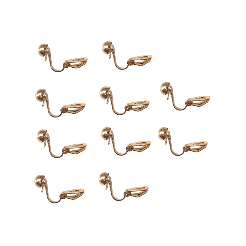 GRACE JUN 10pcs/lots Metal Brass Copper Clip Earrings No Pierced Diy Earring Jewelry Finding Ear Clip Accessories 8 Colors