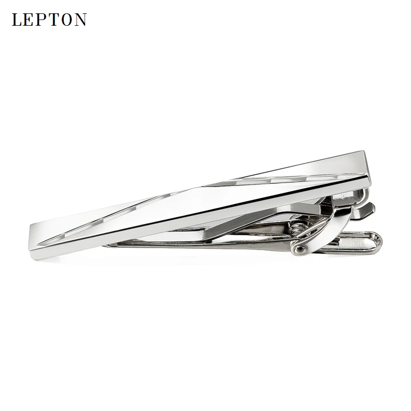 

Lepton Brand Men Skinny Tie Clip Pins Short Silver color Men Metal Necktie Tie Bar Chrome Clamp Stainless Steel Plain Tie Clip