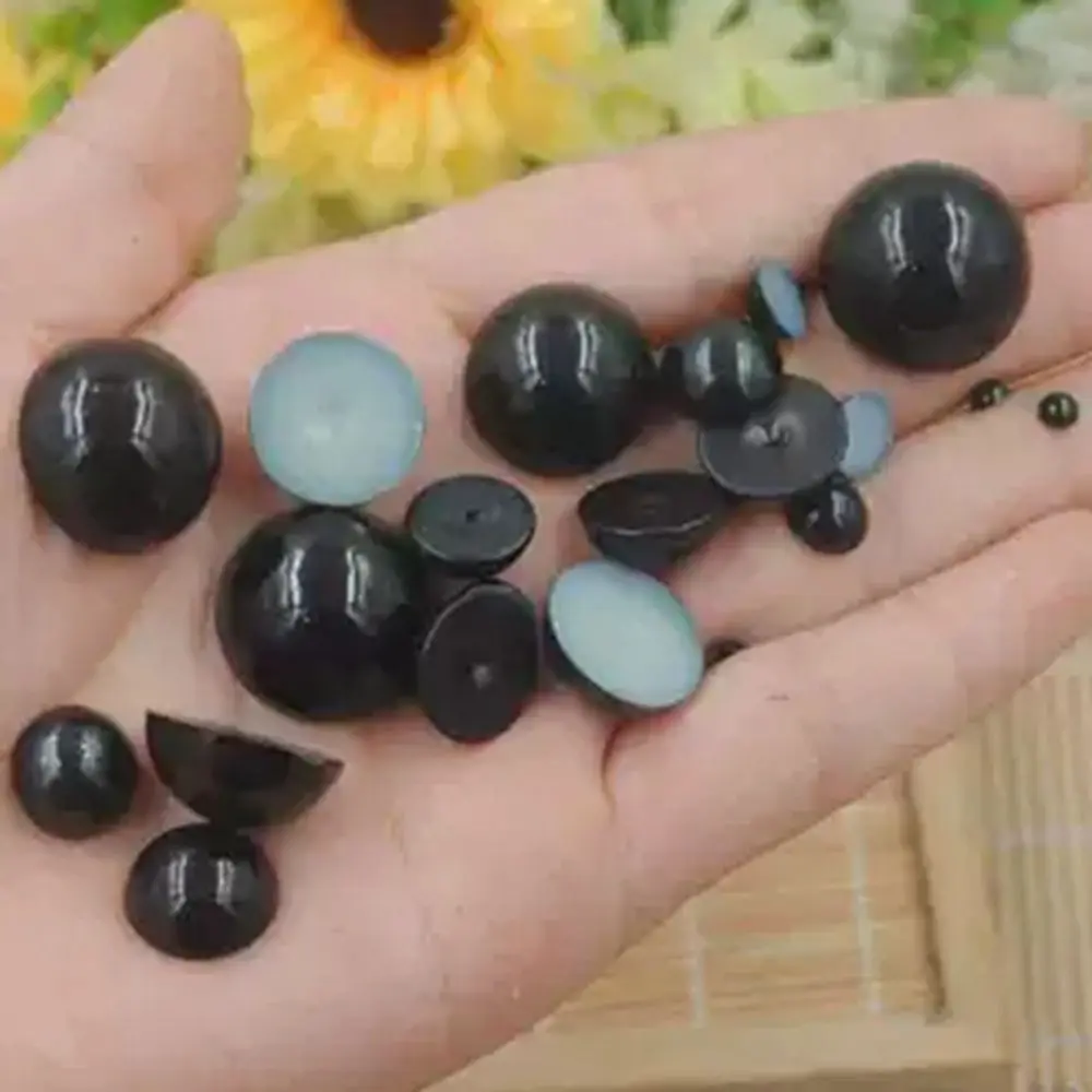 New 3/4/5/6/8/10/12/14mm 50-1000pcs Black ABS Imitation Pearl Half Round Flatback For DIY Crafts Jewelry Findings Making