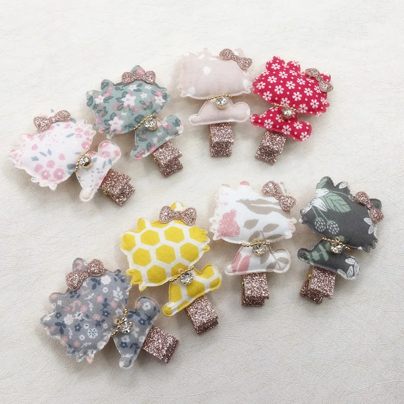 

Boutique 20pcs Fashion Cute Floral Cat with Gemstone Hairpins Solid Kawaii Cartoon Animal Hair Clips Hair Accessories Headwear