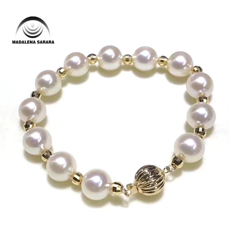 

MADALENA SARARA 5-11mm AAA Freshwater Pearl Bracelet Handmade Round Shape Natural White Simple Style