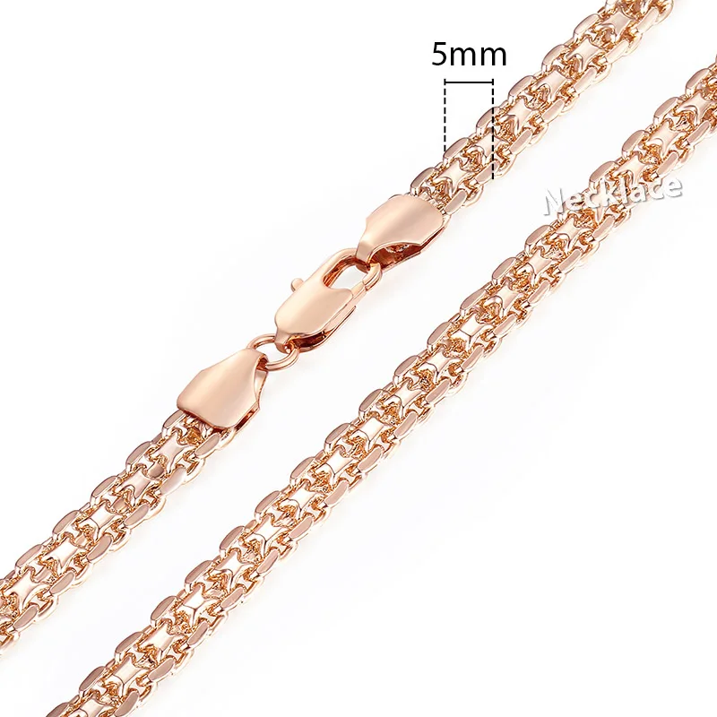 Jewelry Sets For Women 585 Rose Gold Color Bracelet Neckalce Set Bismark Link Chain Dropshipping Woman Jewelry  Gifts 5mm HGS275