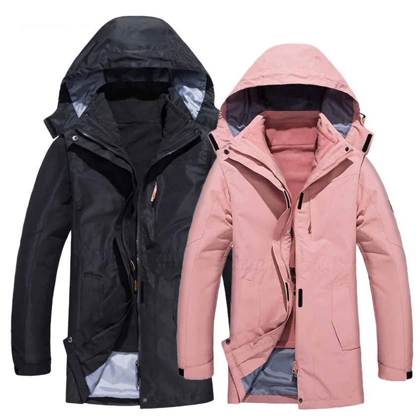 Men Women 3 In 1 Softshell Jackets Winter Two Pieces Fleece Warm Jacket Quality Outdoor Sports Windbreaker Hiking Camping Skiing